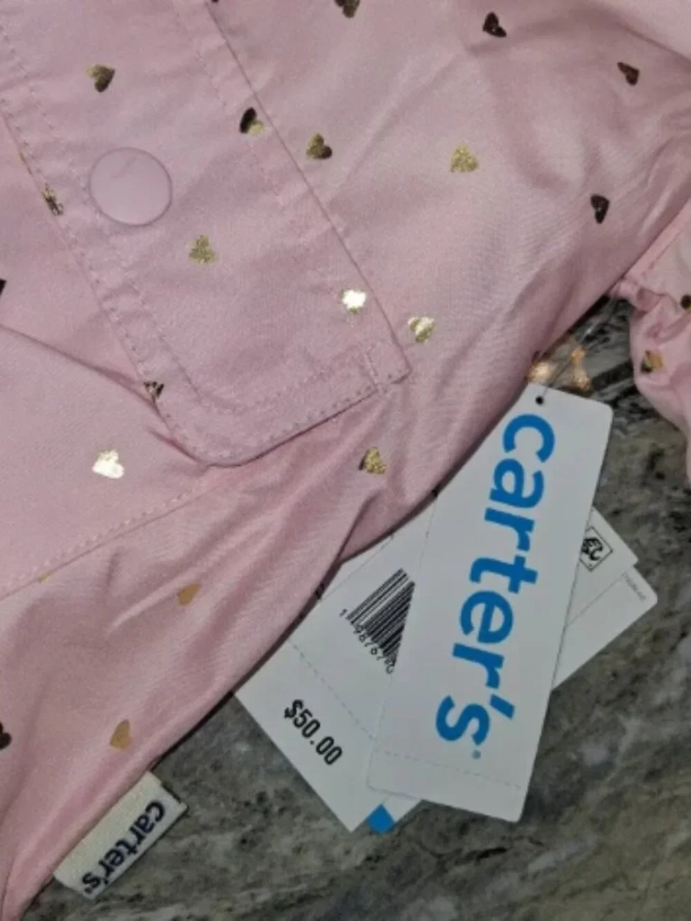Carter's light pink hooded girl jacket with hearts size 4t